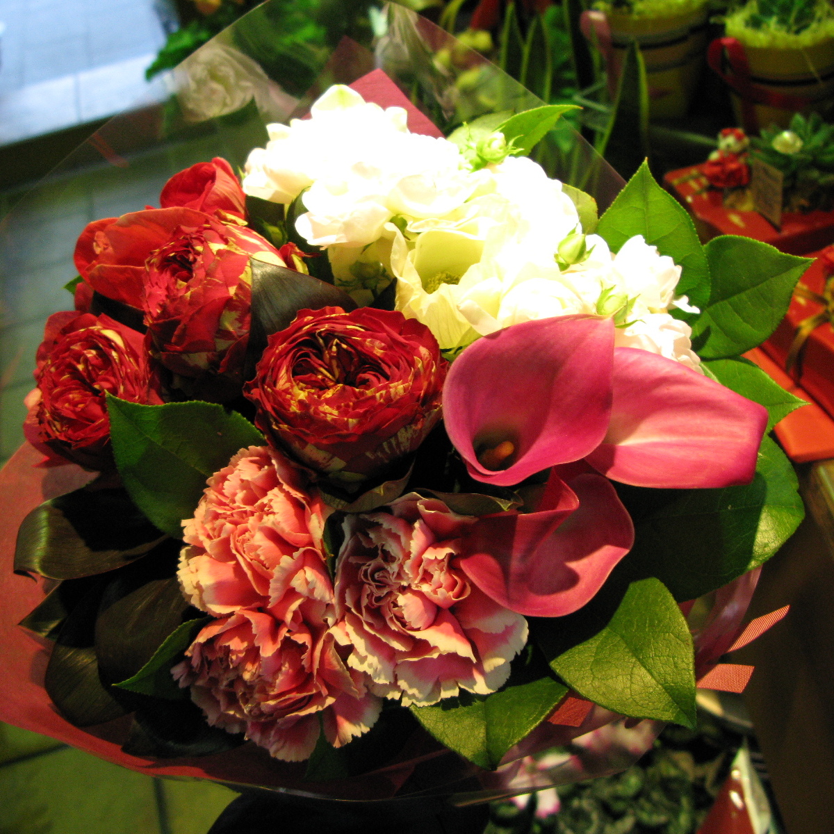 花せんじゅえん ピンクのお洒落な花材を使った花束 名古屋市内限定 033